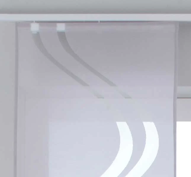 2er Set Flächenvorhänge Schiebegardinen Ausbrenner Qualität modern mit Wellen Muster transparent Paneelwägen Beschwerungsstangen 20190418-2