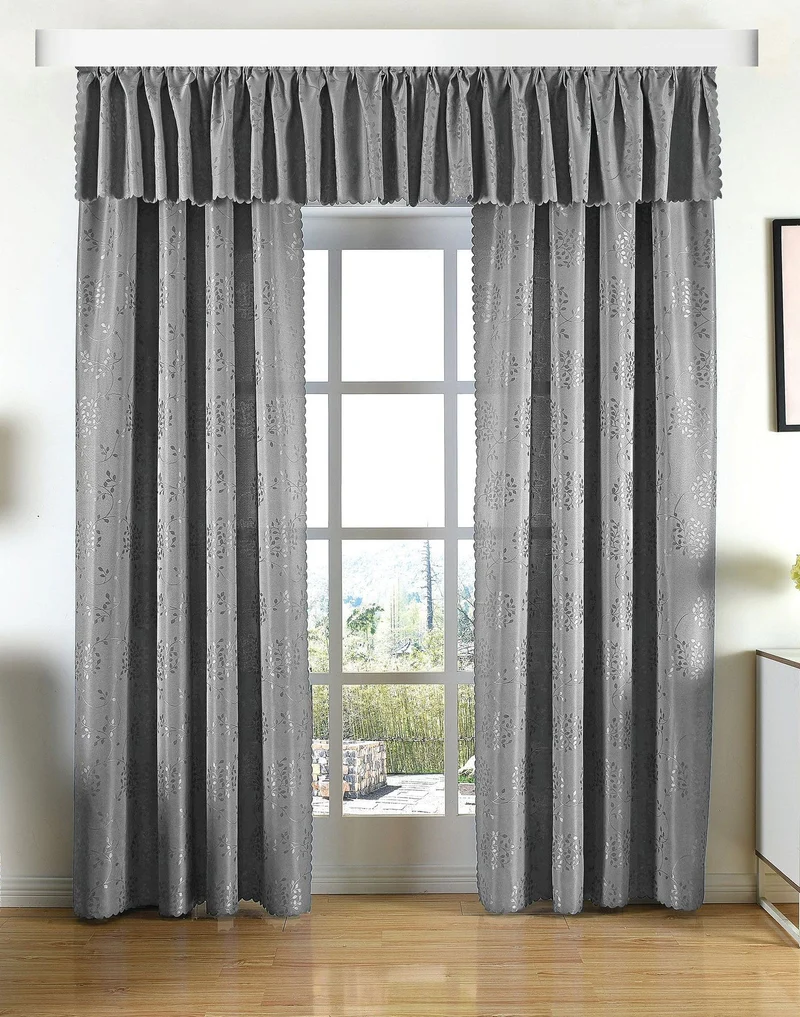 Yasmin Damast Gardinen Set, 5 Teile, eingenähtes Kräuselband bewährte Jacquard Qualität, blickdicht 20107