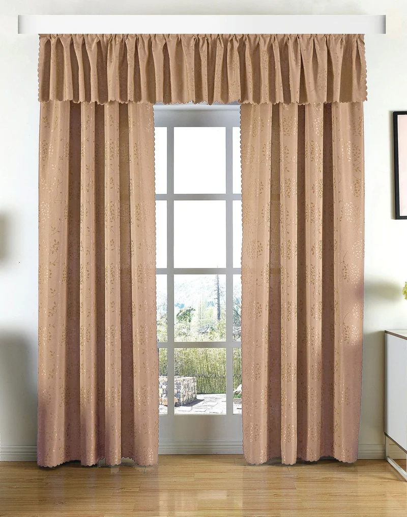 Yasmin Damast Gardinen Set, 5 Teile, eingenähtes Kräuselband bewährte Jacquard Qualität, blickdicht 20107