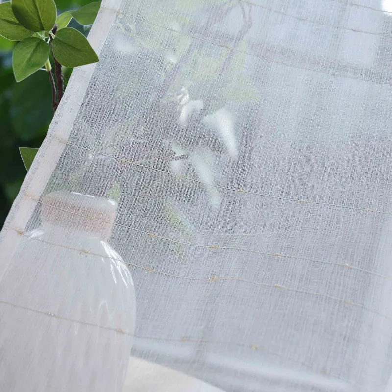 Transparente Gardine HxB 245x145 cm Weiß »DOHA« in Leinen-Optik mit Glänzendem Garn - Moderne Linien-Design, Pflegeleicht 2023490
