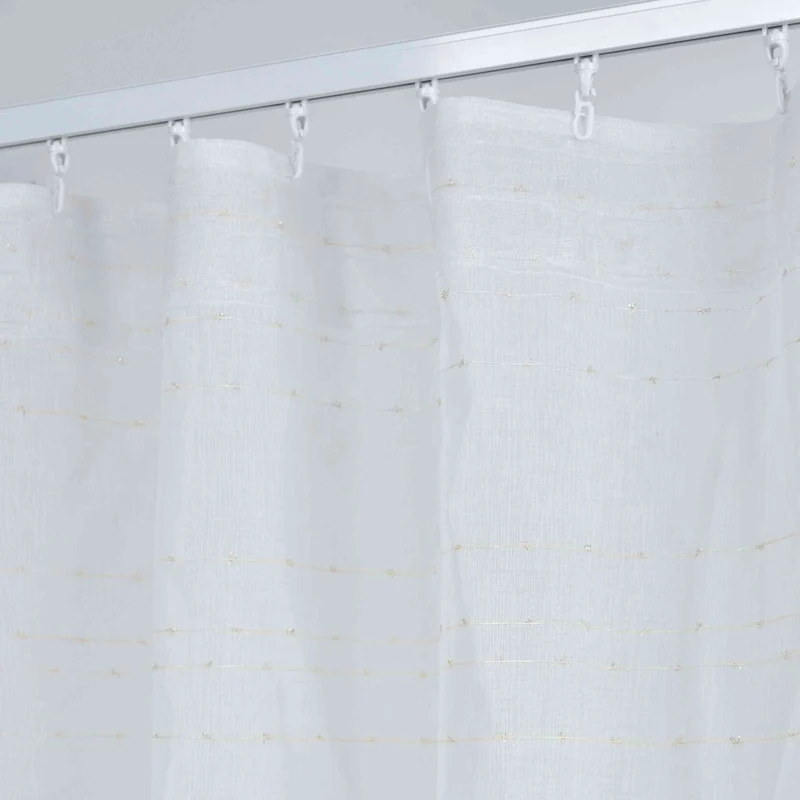 Transparente Gardine HxB 245x145 cm Weiß »DOHA« in Leinen-Optik mit Glänzendem Garn - Moderne Linien-Design, Pflegeleicht 2023490