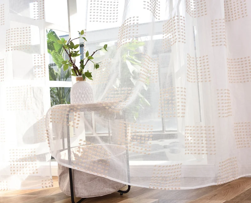 Gardine HxB 245x140 cm Natur Taupe Geo »VALENCIA« Multiband Aufhängung Scherli Transparent Leinen-Optik 2023480