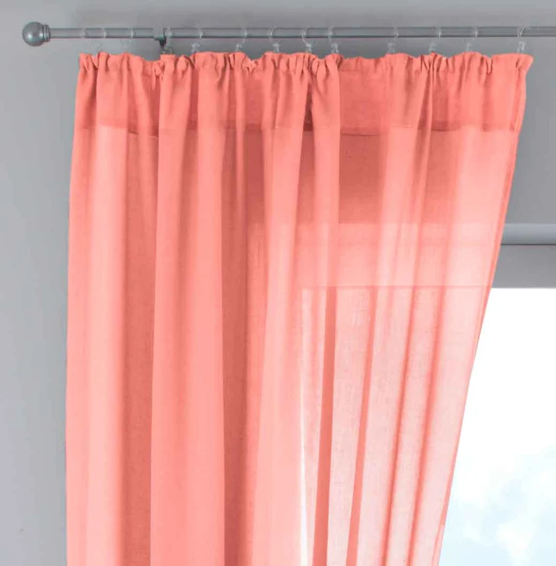 Gardine »Nizza« Baumwoll-Voile Halbvoile Transparent Store mit Gardinenband und Tuneldurchzug 2019031