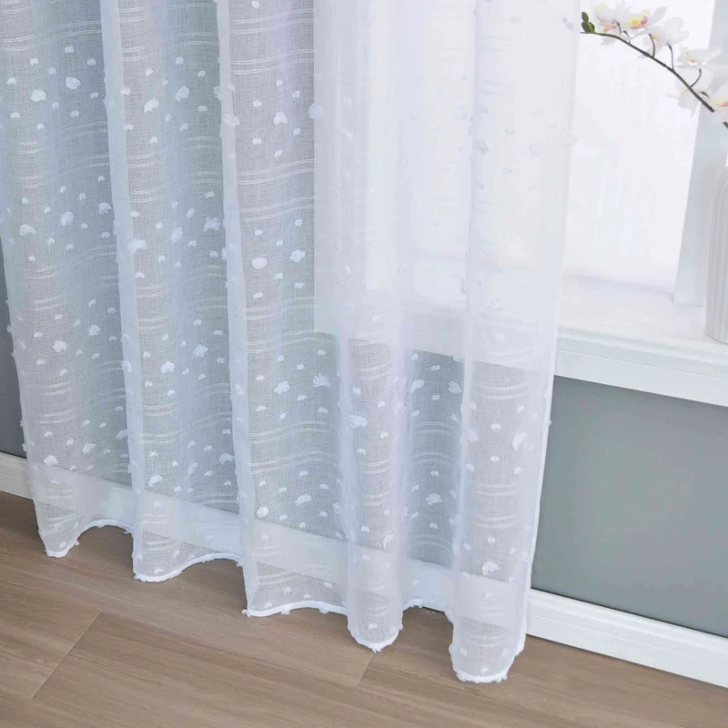 Gardine HxB 245x140 cm Natur Pompom »VALENCIA« Multiband Aufhängung Scherli Transparent Leinen-Optik 2023400
