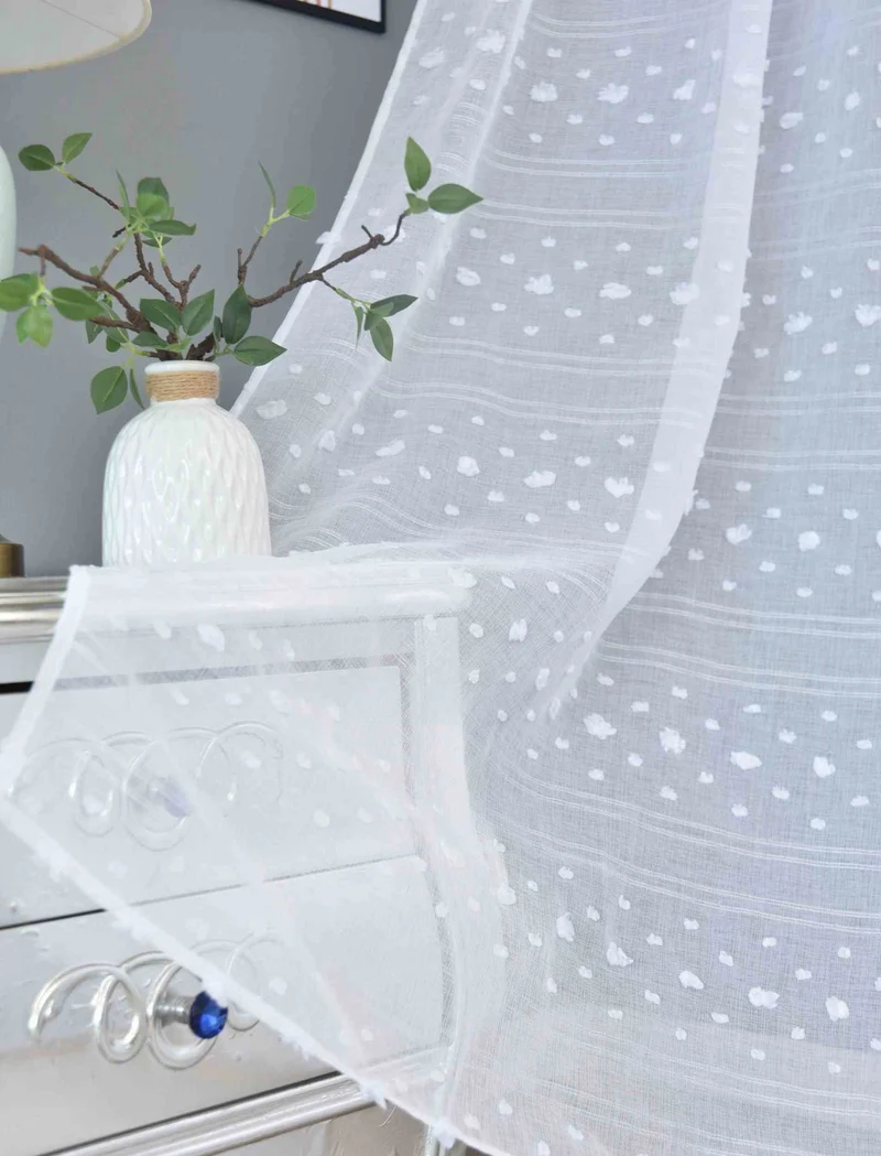 Gardine HxB 245x140 cm Natur Pompom »VALENCIA« Multiband Aufhängung Scherli Transparent Leinen-Optik 2023400