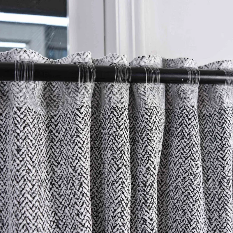Vorhang Chenille Vorhang Bouclé-Struktur HxB 245x140 cm Weiß Schwarz »MONTANA« Multiband-Aufhängung Pflegeleicht 2023330