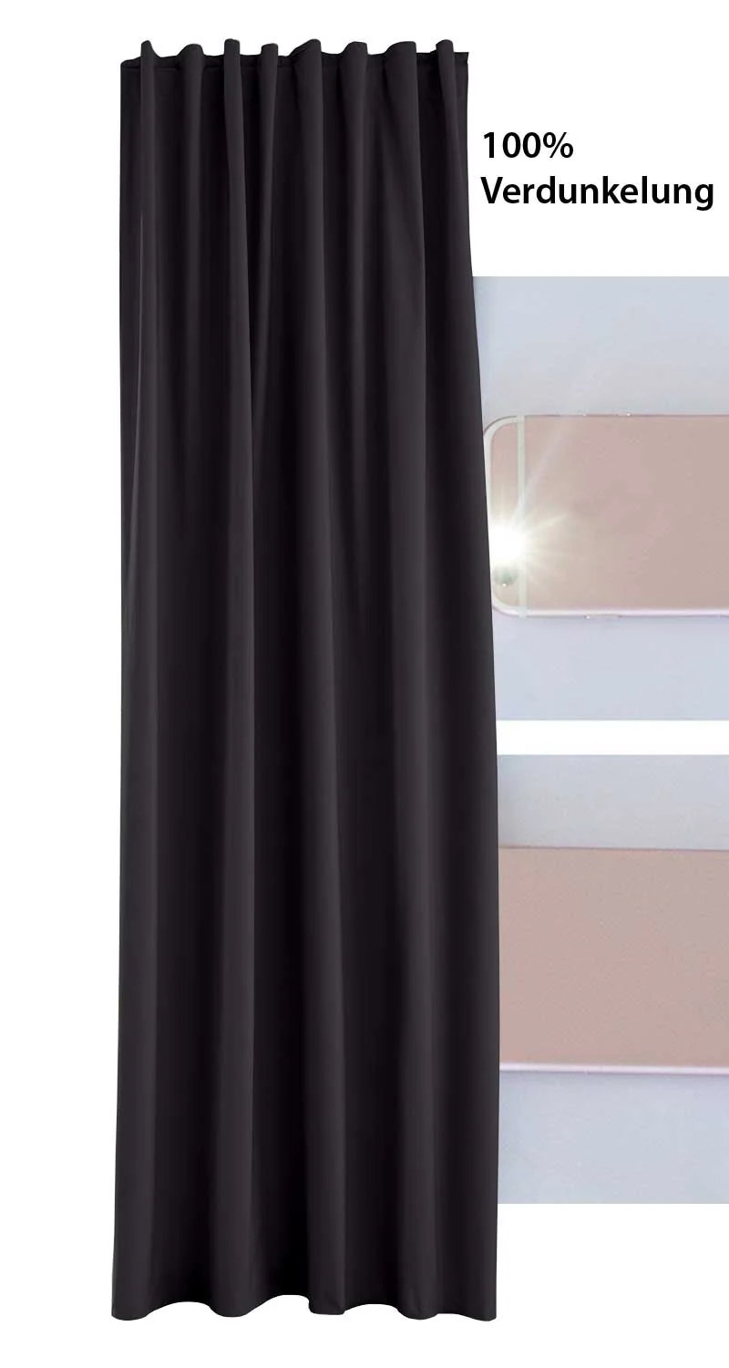 2er Pack Vorhänge Verdunkelung »DARK« 100% Blickdicht verdeckte Schlaufen Kräuselband Raffhalter Softshell Material Lichtundurchlässig 10000350-2