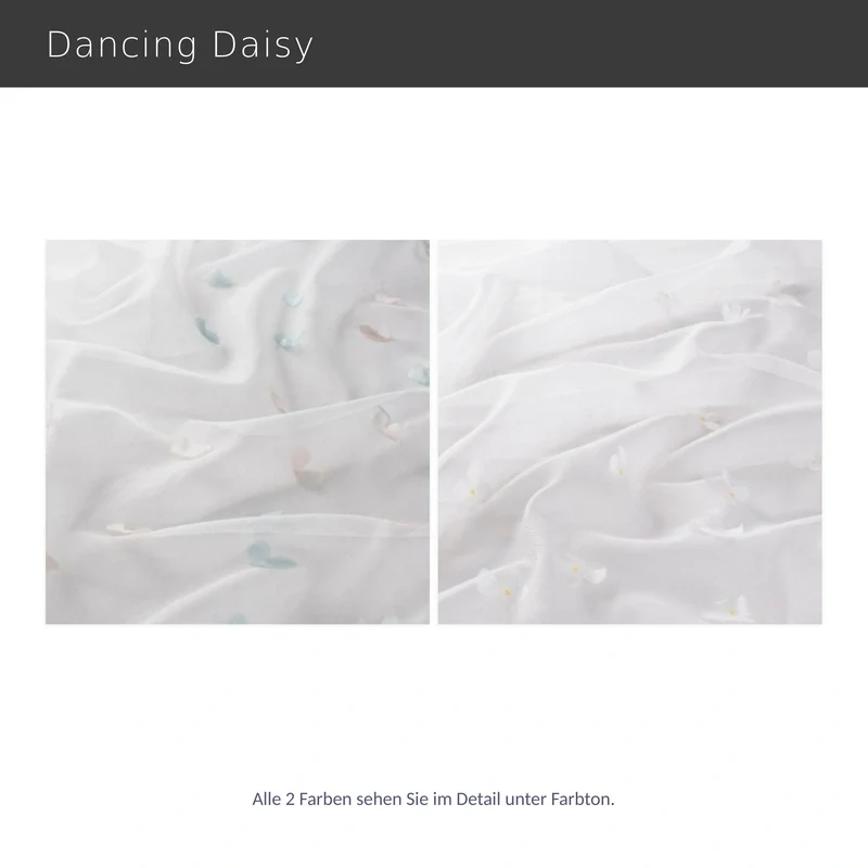 Dancing Daisy – hochwertiger transparenter Kinderzimmer-Vorhang nach Maß mit 3D-Blumen
