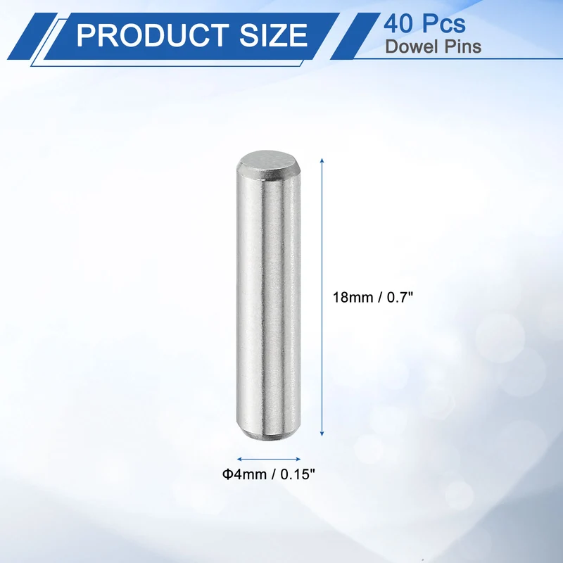 40 Pcs 4 mm x 18 mm Dowel Pins, 316L Stainless Steel Shelf Support Peg Pin