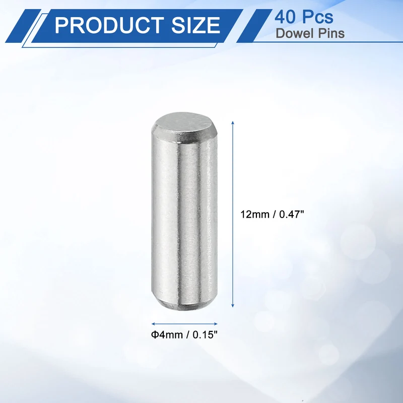 40 Pcs 4 mm x 12 mm Dowel Pins, 316L Stainless Steel Shelf Support Peg Pin