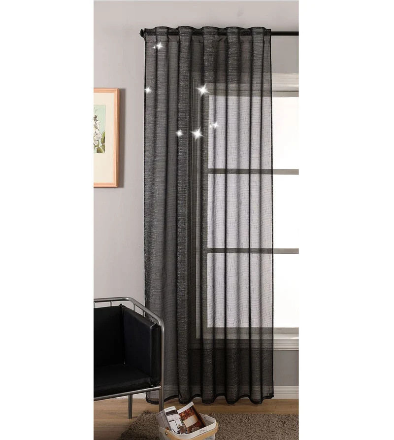 Transparente Gardine Vorhang Schal verdeckte Schlaufen Lurex Garn glänzend (Höhe x Breite cm) 20477
