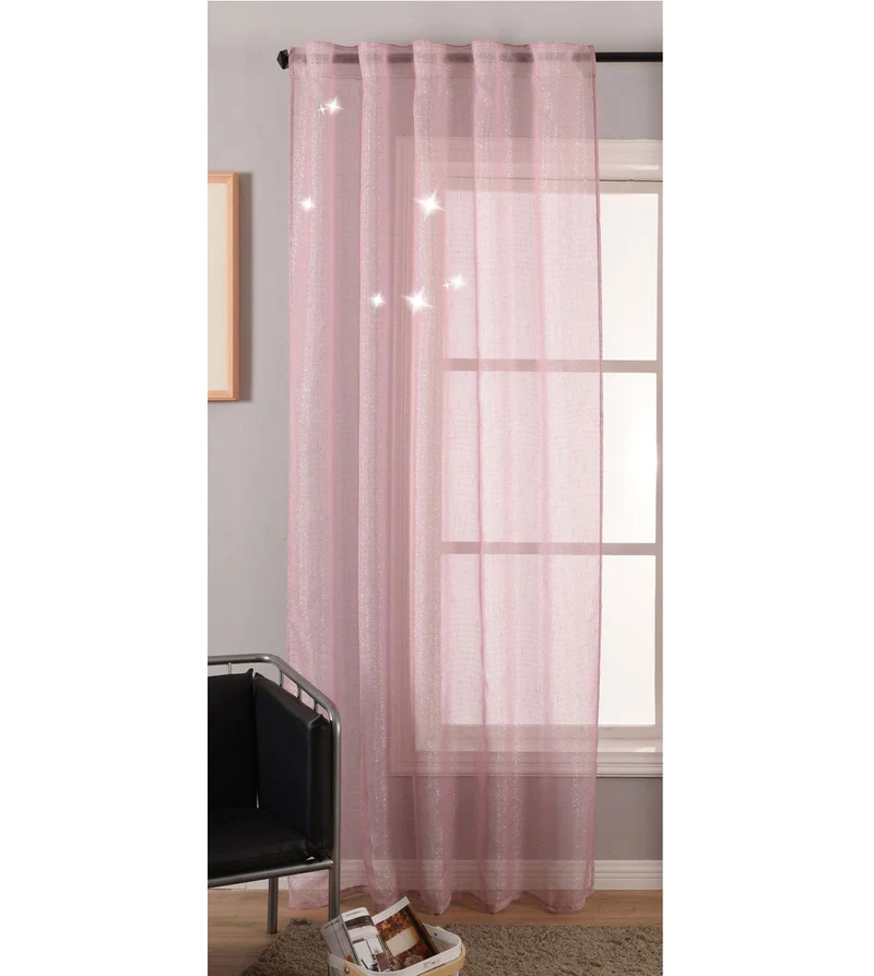 Transparente Gardine Vorhang Schal verdeckte Schlaufen Lurex Garn glänzend (Höhe x Breite cm) 20477