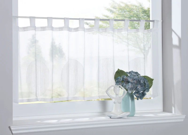 Scheibengardine »Balikesir« Sichtschutz Dekoration Transparent Jacquard Voile Küchenfenster Modern Kreise Muster 10000315