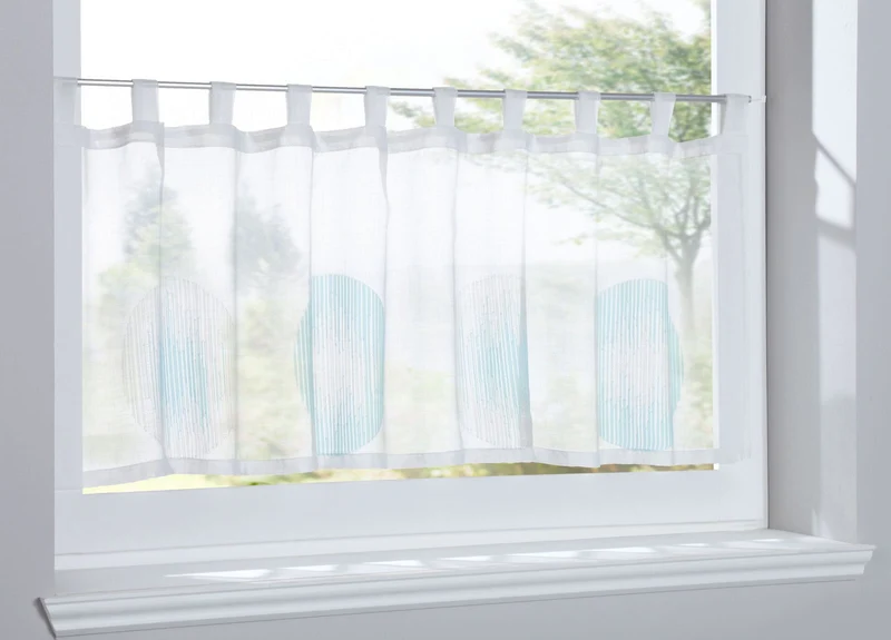 Scheibengardine »Balikesir« Sichtschutz Dekoration Transparent Jacquard Voile Küchenfenster Modern Kreise Muster 10000315