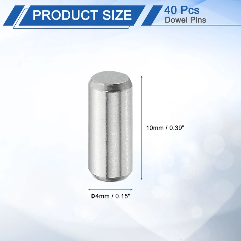 40Pcs 4mm x 10mm Dowel Pins 316L Stainless Steel Shelf Support Peg Pin