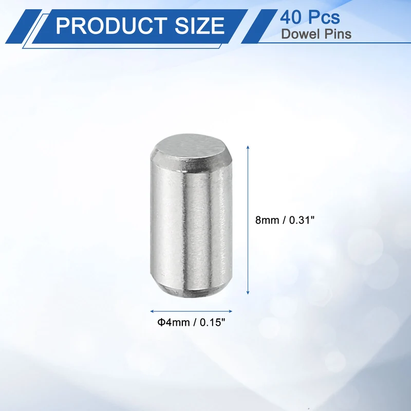 40 Pcs 4 mm x 8 mm Dowel Pins, 316L Stainless Steel Shelf Support Peg Pin