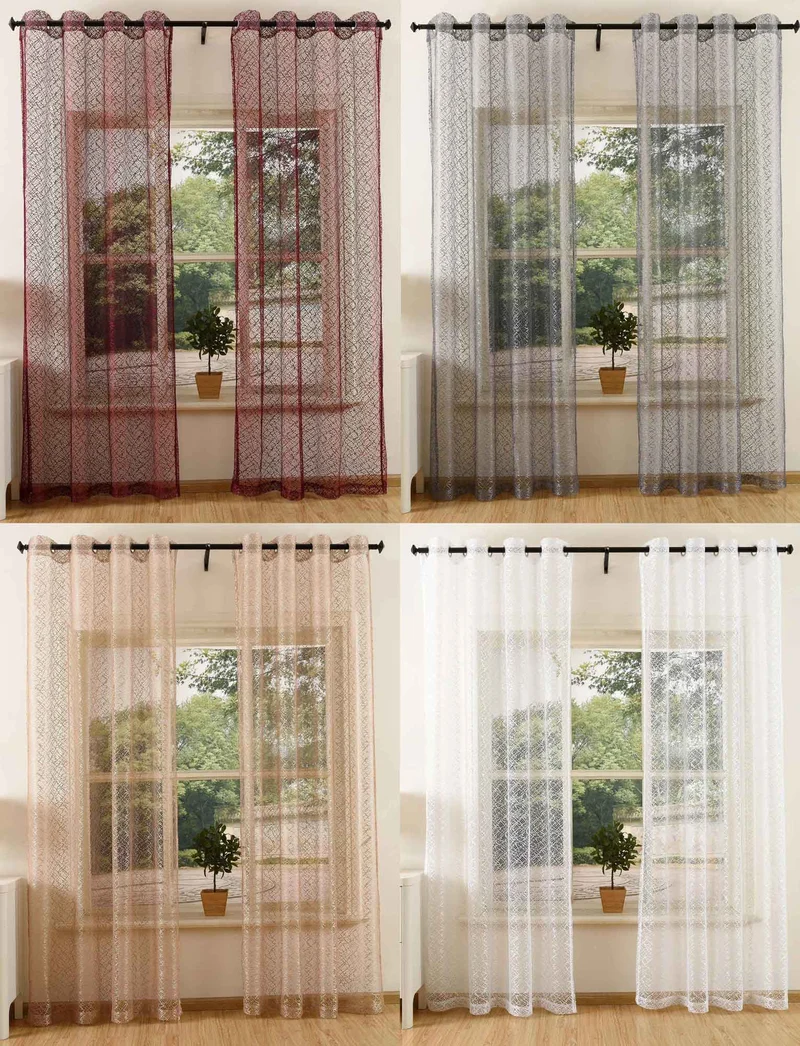 Gardine Netz Struktur mit Ösen einfarbig transparent Deko Vorhang Netzvorhang 203522