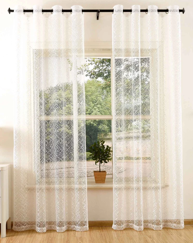 Gardine Netz Struktur mit Ösen einfarbig transparent Deko Vorhang Netzvorhang 203522