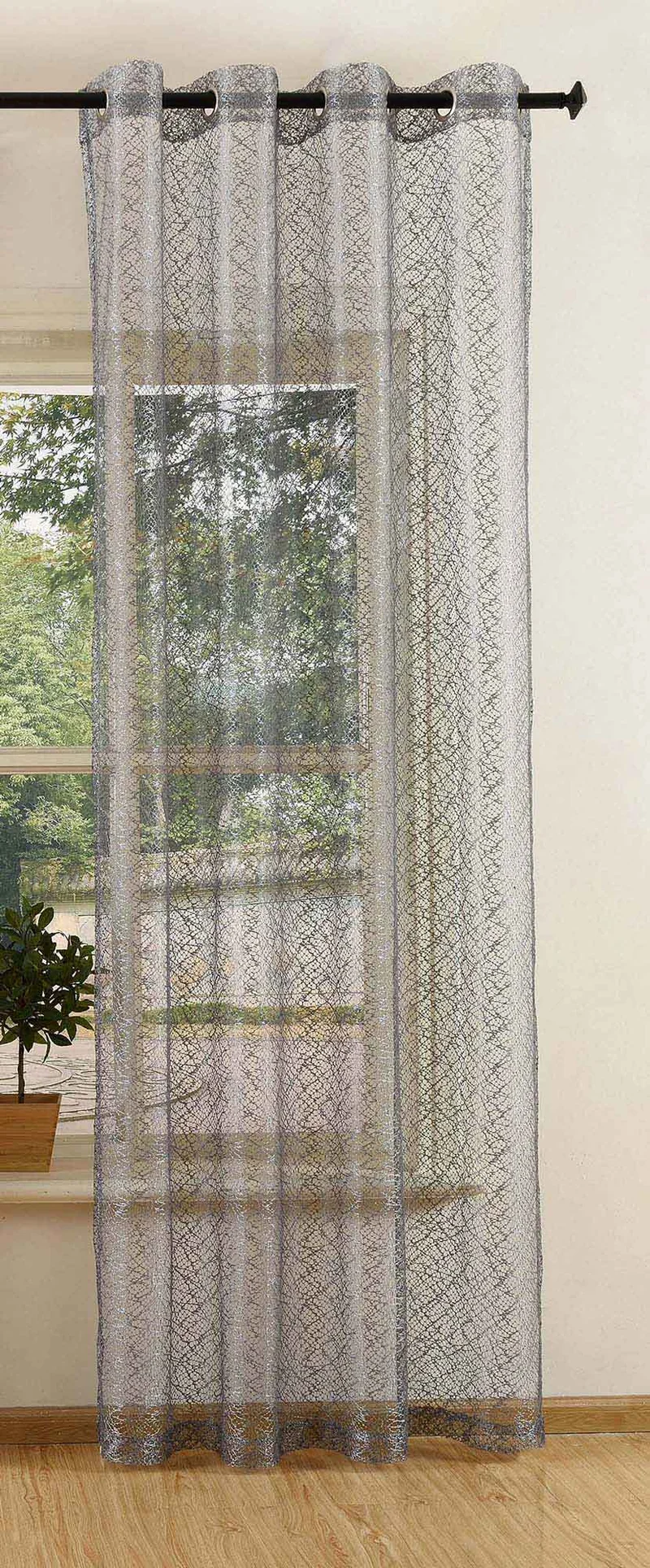 Gardine Netz Struktur mit Ösen einfarbig transparent Deko Vorhang Netzvorhang 203522