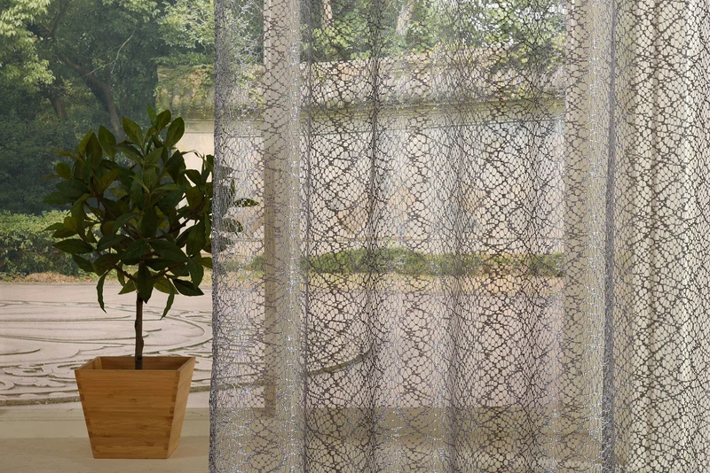 Gardine Netzvorhang mit Ösen einfarbig transparent Deko Vorhang Netz Struktur 20352