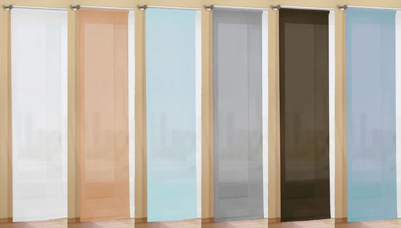 Flächenvorhang Schiebegardine Voile Uni transparent mit Paneelwagen und Beschwerungsstange 80600