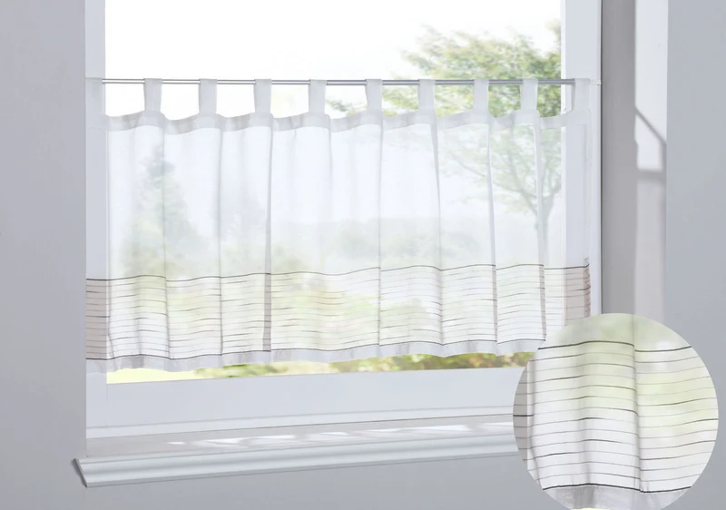 Scheibengardine »Antalya« Sichtschutz Dekoration Transparent Jacquard Voile Küchenfenster Modern Linien Muster 10000312