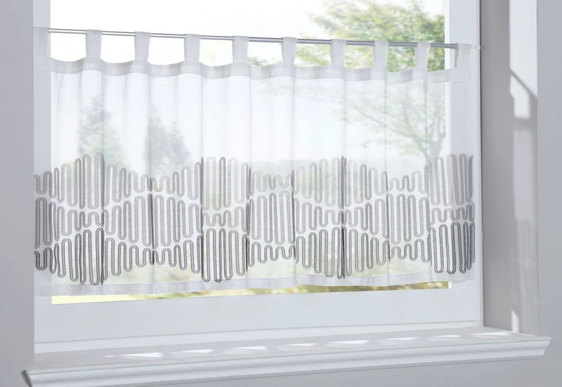 Scheibengardine »Amasya« Sichtschutz Dekoration Transparent Jacquard Voile Küchenfenster Modern Wellenform 10000308