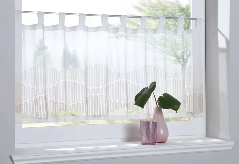 Scheibengardine »Amasya« Sichtschutz Dekoration Transparent Jacquard Voile Küchenfenster Modern Wellenform 10000308