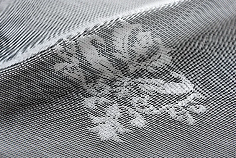 Jacquard Bogenstore Gardine »Ines«, Barock Blumenmuster Weiß Kräuselband Universalband Faltenband Store 13142