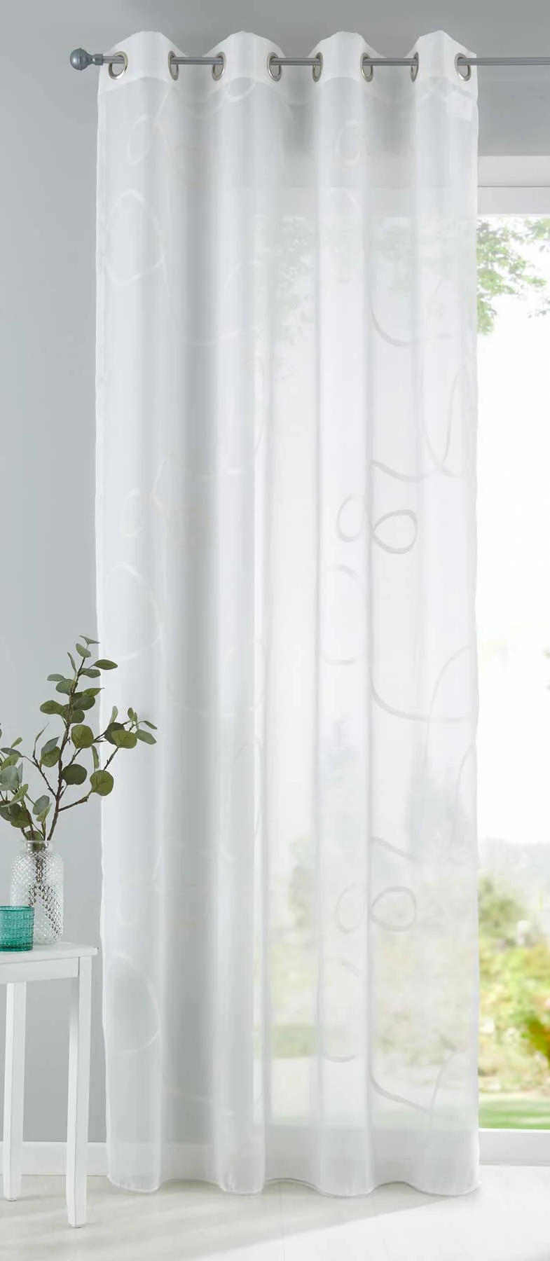 Schal Gardine Ösen Bursa Transparent Linienmuster Ösen Voile 10000149
