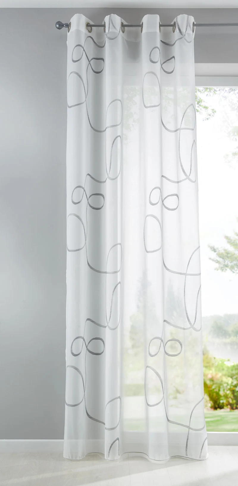 Schal Gardine Ösen Bursa Transparent Linienmuster Ösen Voile 10000149