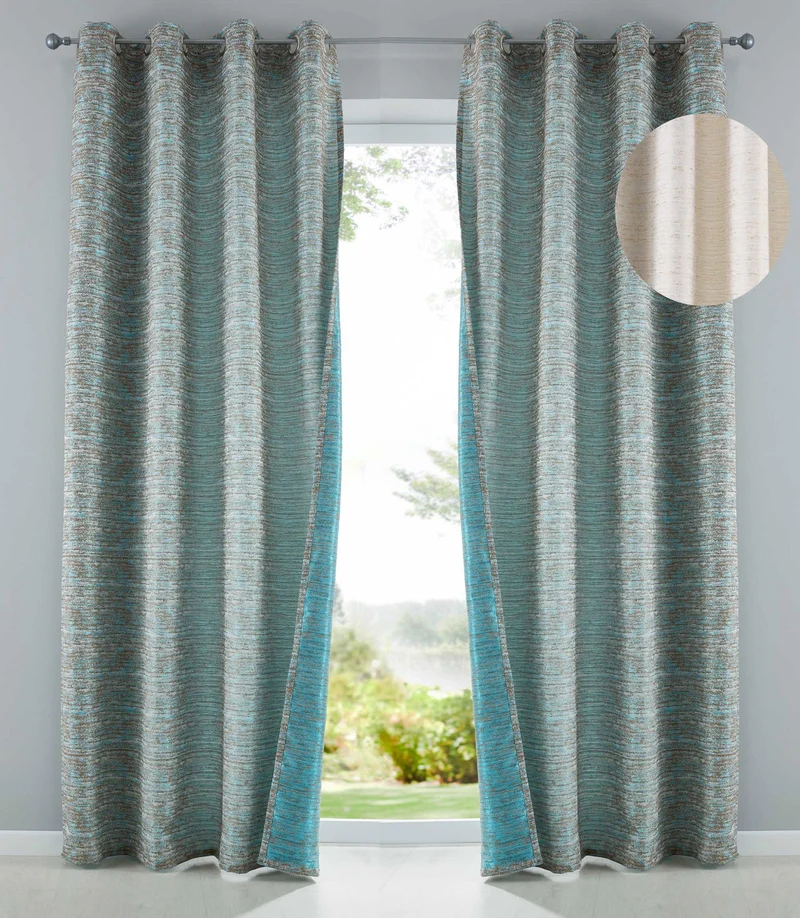 Vorhang Ösen Jacquard Blickdicht Sivas Schal Metallic Effekt Gardine 10000142