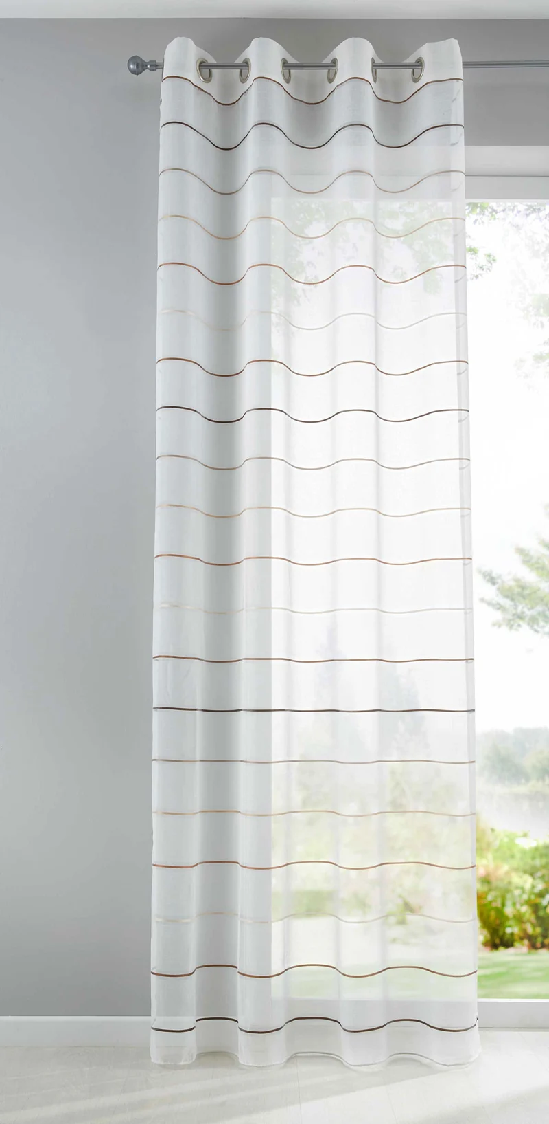 Gardine Ösen Querstreifen Design Aydin Schal Transparent Sichtschutz Modern Jacquard 10000139