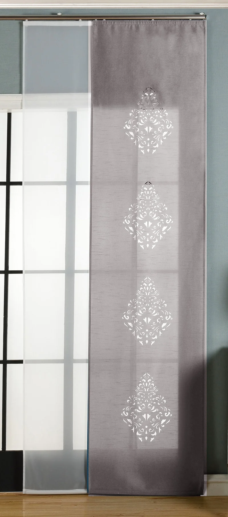 2er-Pack Schiebegardine Flächenvorhang »Nantes« Lasercut Wildseide Optik Voile inkl. Paneelwagen und Beschwerungsstangen 165650