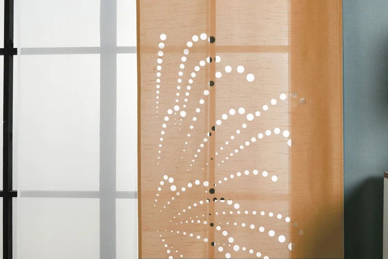 2er-Pack Schiebegardine Flächenvorhang Rodez Lasercut Wildseide Optik Voile cm (HxB) inkl. Paneelwagen und Beschwerungsstangen 165640