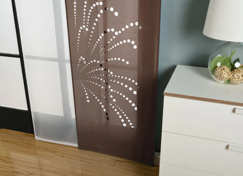 2er-Pack Schiebegardine Flächenvorhang Rodez Lasercut Wildseide Optik Voile cm (HxB) inkl. Paneelwagen und Beschwerungsstangen 165640