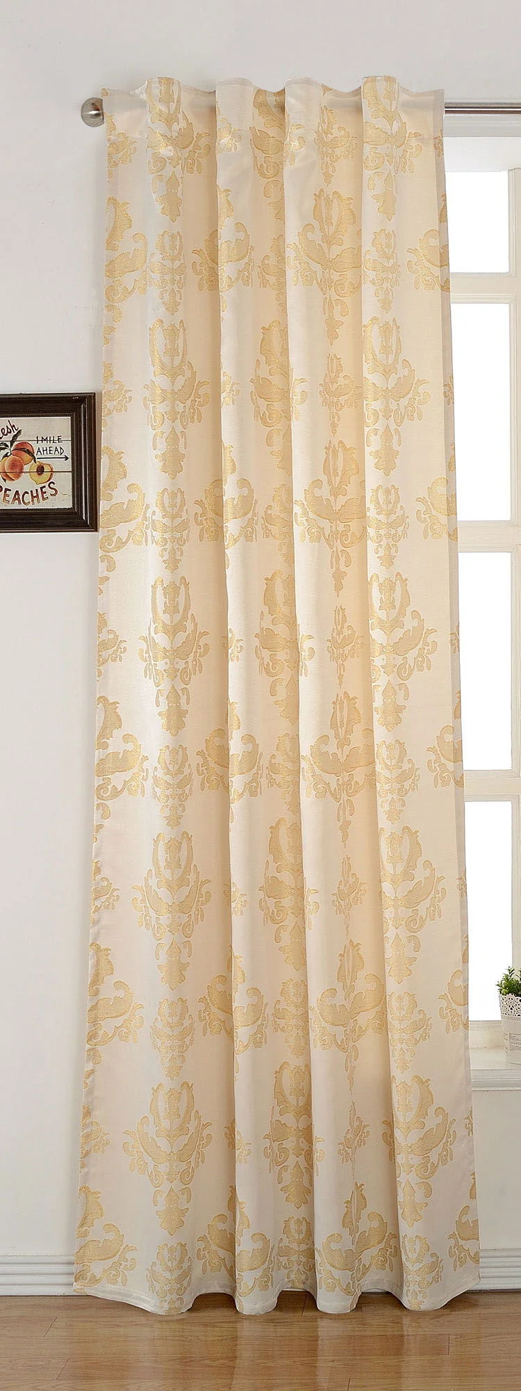 Vorhang Jacquard Deko Gardine verdeckte Schlaufen Barock Lurex Garn glänzend lichtdruchlässig (Höhe x Breite cm) 20455