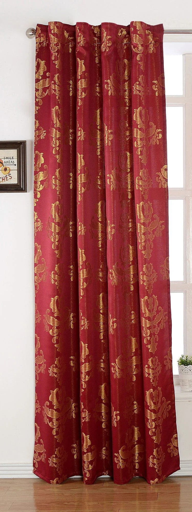 Vorhang Jacquard Deko Gardine verdeckte Schlaufen Barock Lurex Garn glänzend lichtdruchlässig (Höhe x Breite cm) 20455