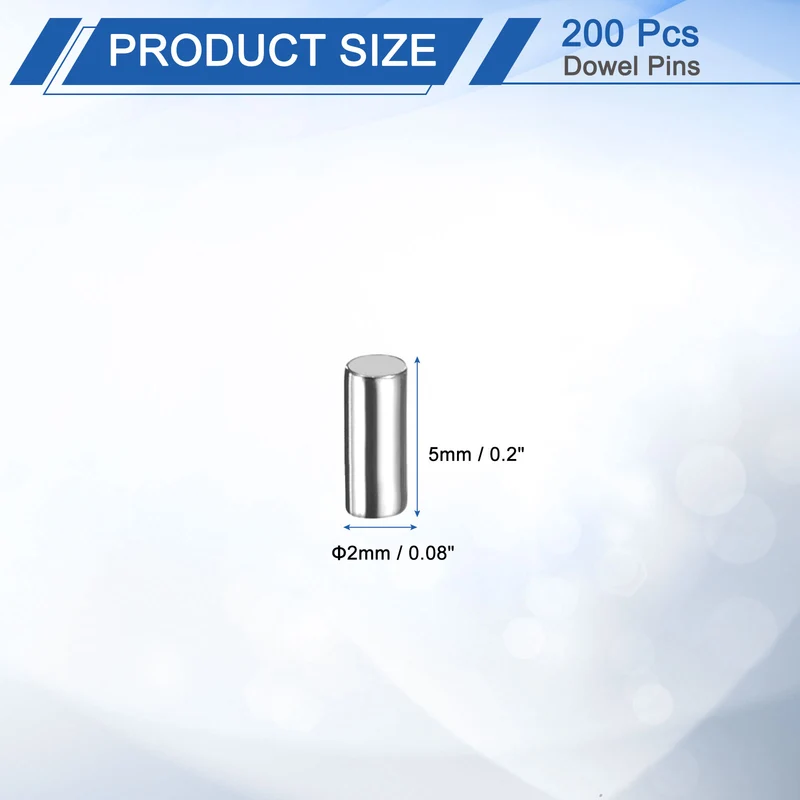 200Pcs 2 x 5 mm Dowel Pins 304 Stainless Steel Shelf Support Peg Pin Silver