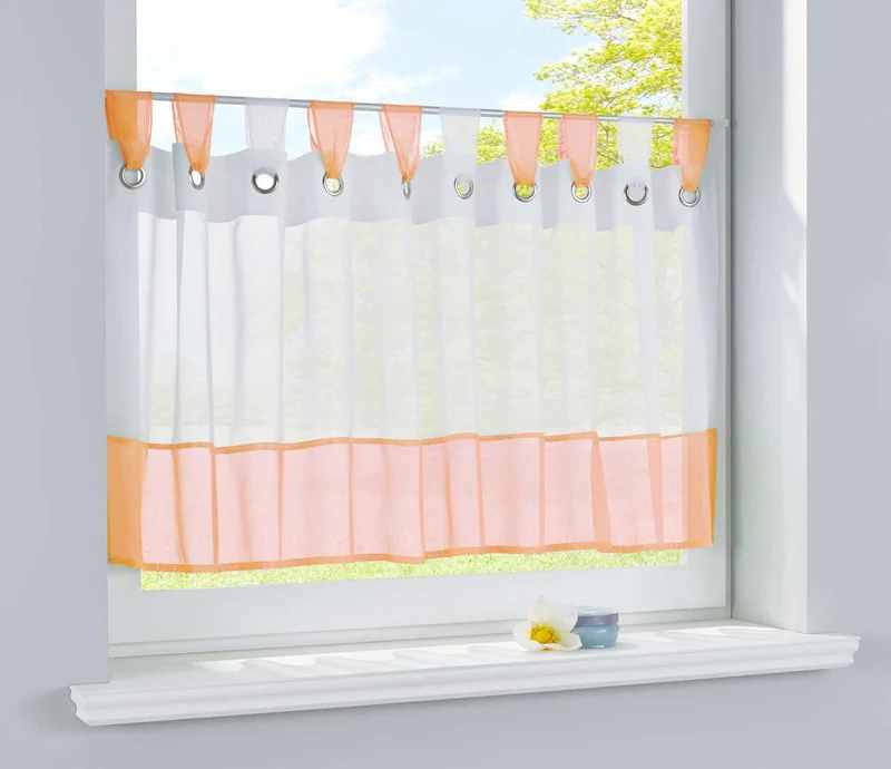 Scheibengardine »UNI« Voile Gardine Ösen mit Bordüre Vorhang Küche Gardinenstange (HxB) 610710