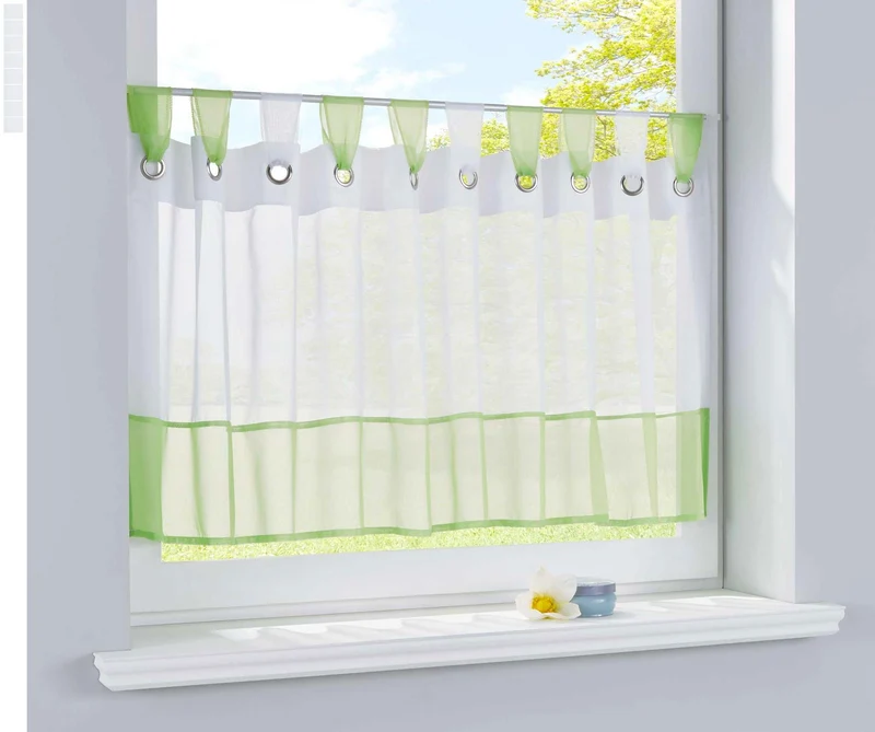 Scheibengardine »UNI« Voile Gardine Ösen mit Bordüre Vorhang Küche Gardinenstange (HxB) 610710
