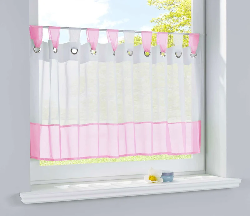 Scheibengardine »UNI« Voile Gardine Ösen mit Bordüre Vorhang Küche Gardinenstange (HxB) 610710