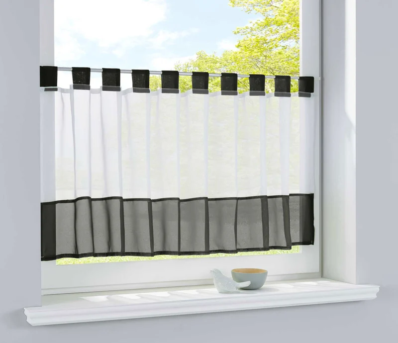 Scheibengardine »UNI« Voile Gardine Schlaufen mit Bordüre (HxB) 610700