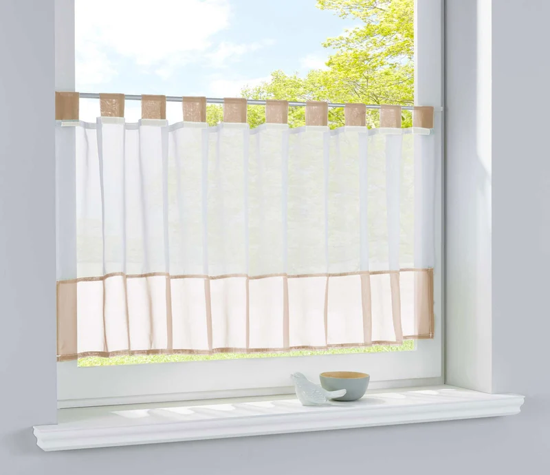 Scheibengardine »UNI« Voile Gardine Schlaufen mit Bordüre (HxB) 610700