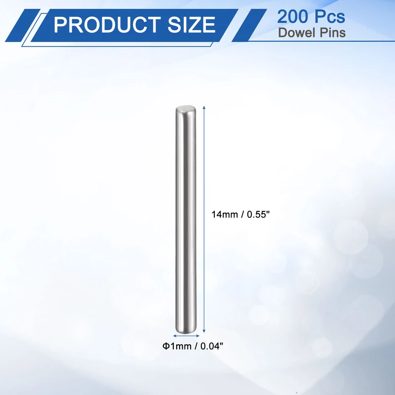 200Pcs 1 x 14 mm Dowel Pins 304 Stainless Steel Shelf Support Peg Pin Silver