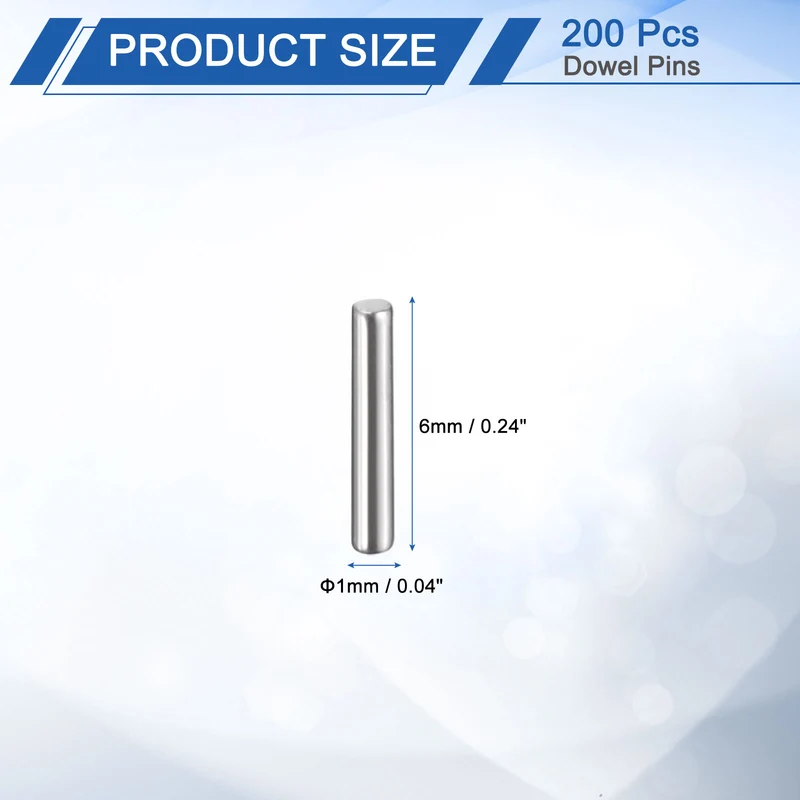 200Pcs 1 x 6 mm Dowel Pins 304 Stainless Steel Shelf Support Peg Pin Silver