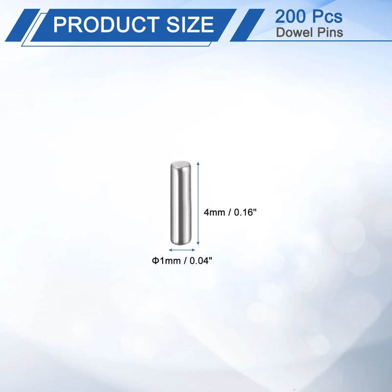200Pcs 1 x 4 mm Dowel Pins 304 Stainless Steel Shelf Support Peg Pin Silver