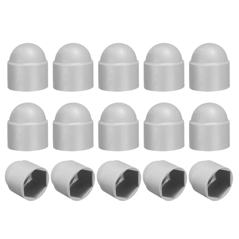 15Pcs Hex Nut Cover, M18x26x32mm Plastic Dome Nut Protection Cap, Gray