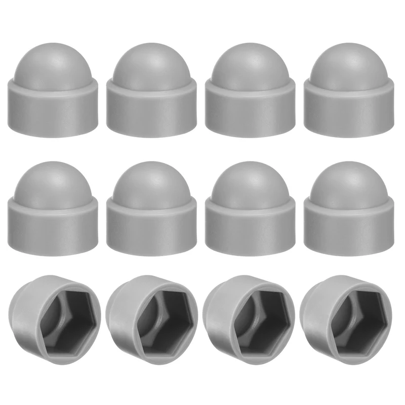 12Pcs Hex Nut Cover, M12x18x23mm Plastic Dome Nut Protection Cap, Gray