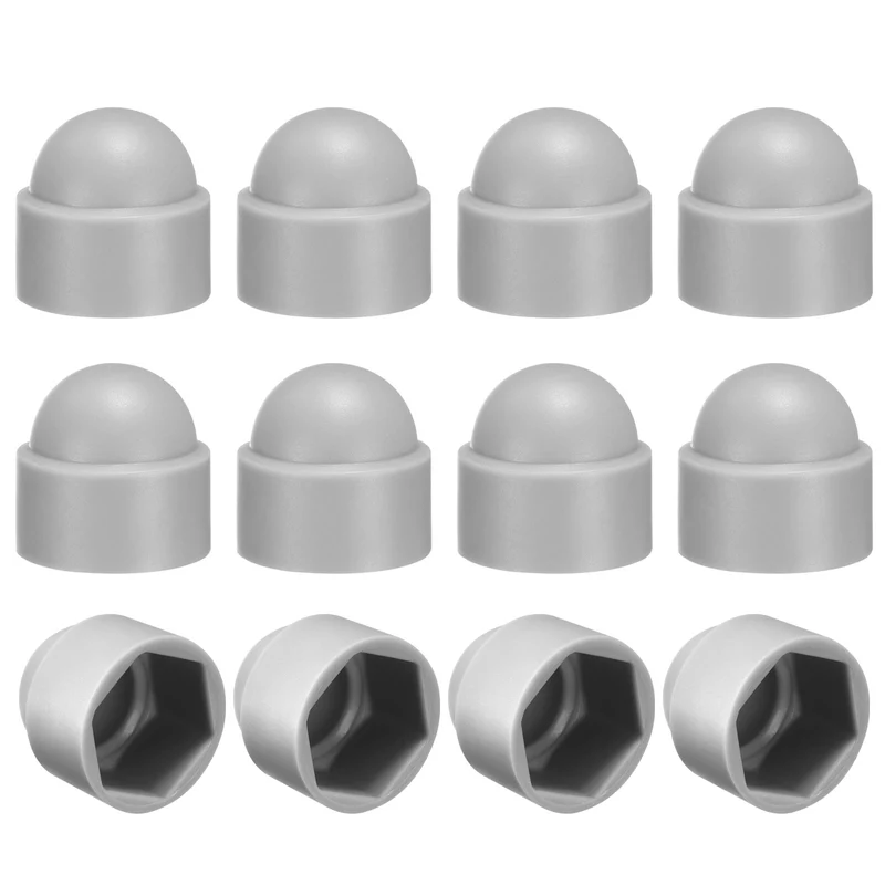 12Pcs Hex Nut Cover, M10x17x20mm Plastic Dome Nut Protection Cap, Gray